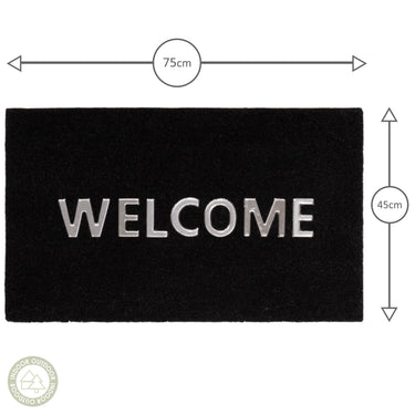 Asiatic London Black Welcome DO02 Use Coir Indoor Outdoor Non-Slip Doormat 45x75 cm