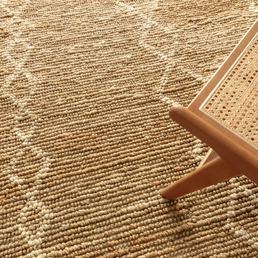 Souk Berber Natural Chunky Weaves Bordered Hand Woven Jute Rug in Beige Natural Blonde