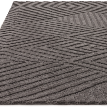 Hague Modern Hand Made Wool Rug in Charcoal