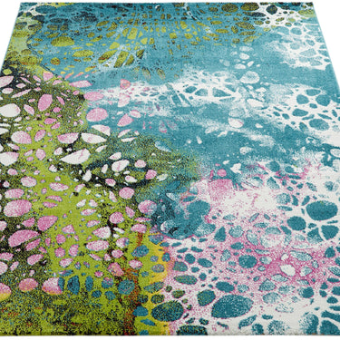 Consept Looms Art103 Blue Pictorial Pop Multicoloured Polypropylene Abstract Floral Rug