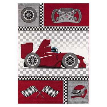 Kids Formula One Racing Car Helmet Soft Child Rug in Red and Blue