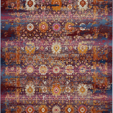 Nourison Kashan VKA03 Distressed Classic Red Multi Polypropylene Persian Oriental Traditional Rug
