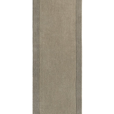 Origins Borders Hand Loom Woven Wool Bordered Rug Hallway in Taupe
