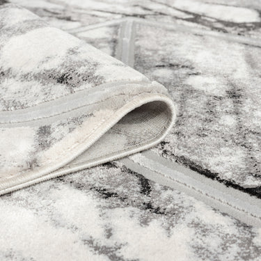 Marbled Bianco 224RA Cream Silver Polypropylene Abstract Geometric Rug