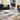 Nova Modern Abstract Pictorial Painterly Rug in Mustard and Navy Fuchia