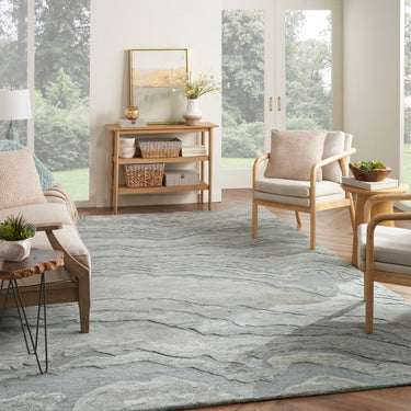 Graceful GRU01 Blue Modern Abstract Wool Rug & Hallway Runner by Nourison