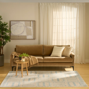 Nourison Nordic NRC11 Design Ivory Blue Geometric Textured Scandi Rug