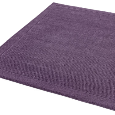 York 100% Wool Rug for Living Room Bedroom Hand Made Modern Plain Bordered Rug in Purple