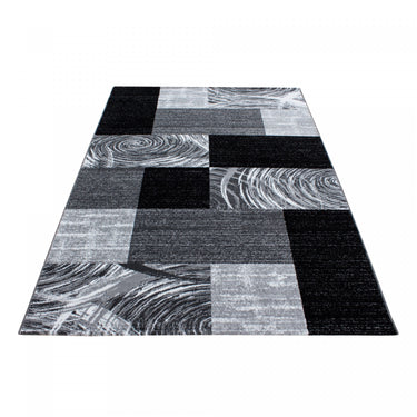 Parma 9220 Blocks Design Black Jute Polypropylene Abstract Geometric Rug 200x290 cm