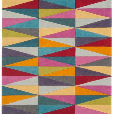 Funk Triangles Hand Tufted Wool Bright Multi Coloured Rug Hall Runner
