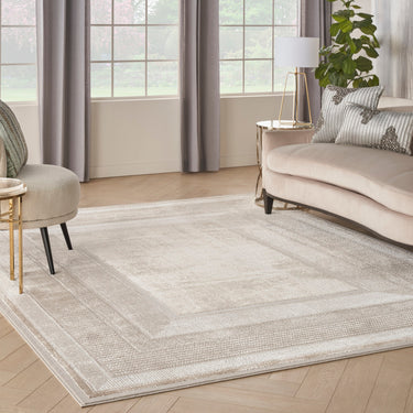 Glitz GLZ07 Classic Framed Border Silky Shimmer Abstract Geometric Textured Bordered Hallway Runner Rug