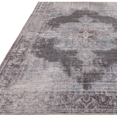 Kaya Roya KY05 Traditional Classic Persian Medallion Floral Flatweave Washable Rug in Blue Black