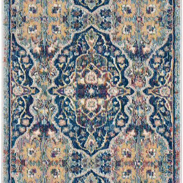 Nourison Ankara Vintage Traditional ANR16 Rug Runner Round in Navy Blue Multi