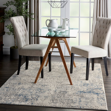 Rustic Textures RUS07 Modern Abstract Rug in Ivory Grey Blue