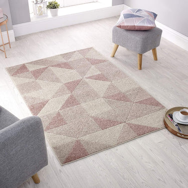 Urban Blush Pink Geometric Triangle Pattern Rug 100x150 cm