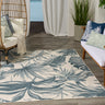 Nourison Aloha ALH43 Ivory Blue Indoor Outdoor Polypropylene Floral Textured Rug - Medium 107x168 cm (3'6"x5'6")
