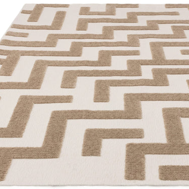 Asiatic London Freja Cove Short Pile Maze Sand Natural Washable Cotton Polypropylene Abstract Rug