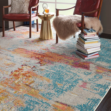 Celestial CES02 Modern Abstract Multi Colours Sealf Rug by Nourison