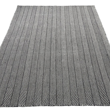 Cotswold Natural Flatweave Hand Woven Braided Wool COTW03 Black White Rug by Concept Looms