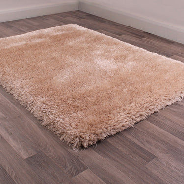 Mayfair Modern Plain High Pile Luxurious Shaggy Rug in Natural Beige