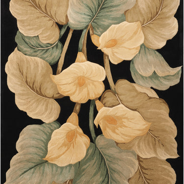 Nourison Tropics TS08 Black Gold Pure Tufted Wool Cotton Floral Rug 160x230 cm