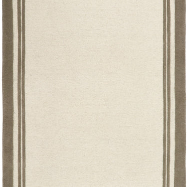 Origins Piper Framed Tufted Taupe Cream Hand-Loomed Wool Textured Bordered Rug