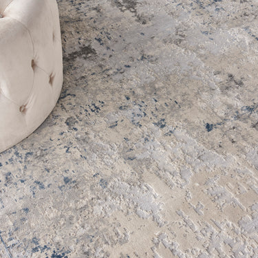 Rustic Textures RUS07 Modern Abstract Circle Round Rug in Ivory Grey Blue