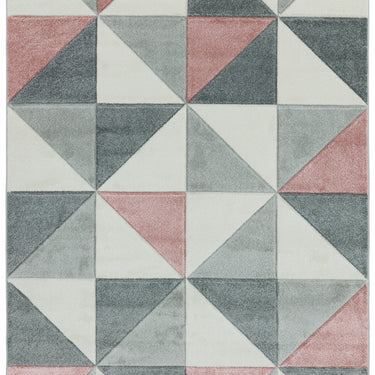 Sketch Cubic Geometric Hand Carved Rug in Pink Ochre Grey