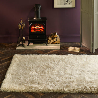 Phoenox Origins Extravagance High Pile Fluffy Ivory Shaggy Modern Plain Rug
