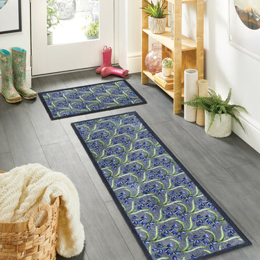 My Nylon Pattern Bluebells Washable Non-Slip Bordered Rug