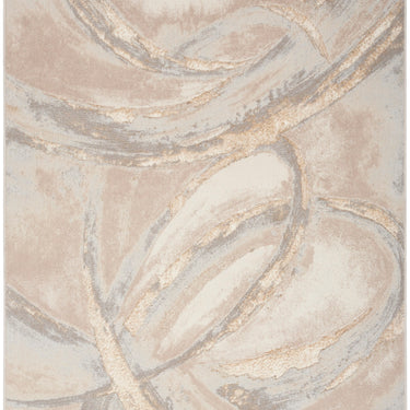 Brushstrokes BSK01 Artistry Silky Shimmer Beige Grey Polypropylene Abstract Textured Rug