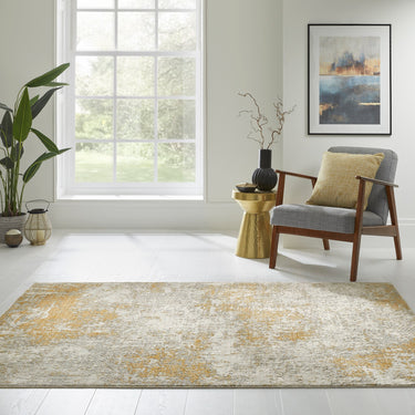 Consept Looms Rossa ROS03 Ivory Gold Polypropylene Abstract Modern Rug