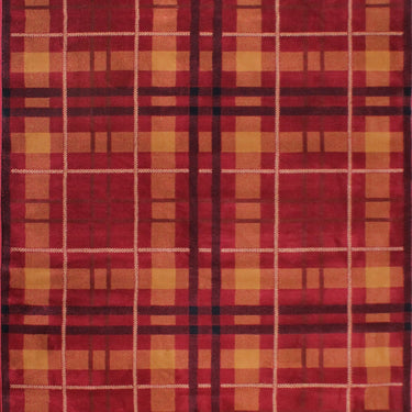 Highland Check Pattern Red Polypropylene Traditional Checked Tartan Hallway Runner Rug