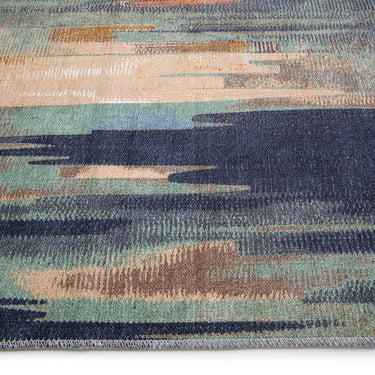 Washable Contemprary Abstract Sedona Rust/Navy Rug