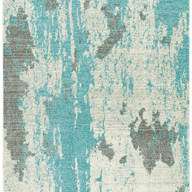 Nova Modern Painterly Abstract Distressed Rug in Duck Egg