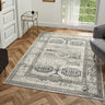Petra Ellorah Classic Heritage Grey Blue Polypropylene Traditional Textured Bordered Hallway Runner Rug - Small 80x150 cm (2'6"x5')