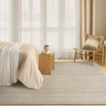 Pebble Ivory Grey By Hand-Woven Wool Flatweave Rug