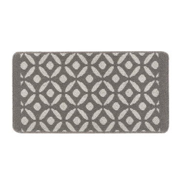 My Stain Resistant Crescent Pattern Silver Washable Non-Slip Polypropylene Geometric Hallway Runner Rug