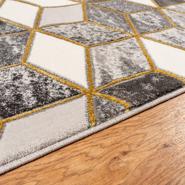 Marbled Geometric Rug Modern 3D Kubic Patterned Carpet for Living Room Bedroom Bianco 207IA Soft Quality Rug