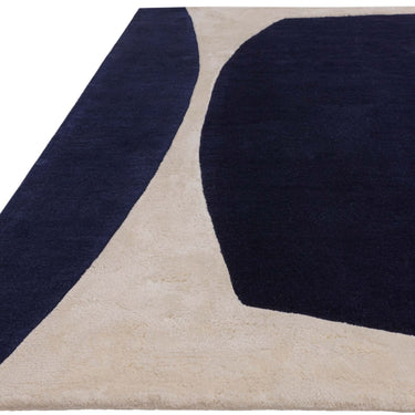 Matrix Signature Tufted Soft Silky Indigo Blue Wool Viscose Abstract Geometric Rug