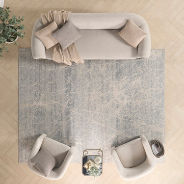 Nourison Exhale EXL02 Sprawling Pattern Ivory Grey Polypropylene Abstract Textured Hallway Runner Rug