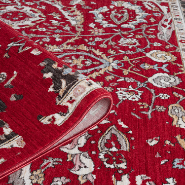 Alia Parisa Red Traditional Vintage Floral Bordered Rug