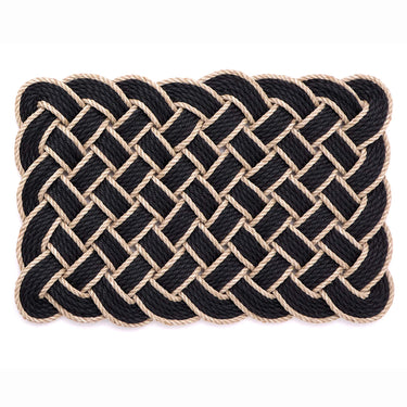 Outdoor Lovers Knot Black Rope Doormat Entrance Mat, Reversible Door Mat in 45 x 75 cm