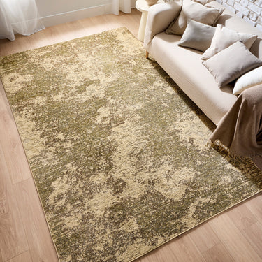 Oren Moss and Cream Soft Silky Modern Abstract Rug - Small 80x140 cm (2'6"x4'7")
