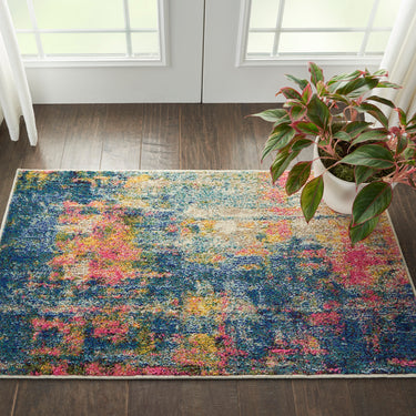 Celestial CES09 Modern Abstract Pictorial Blue Yellow Rug by Nourison