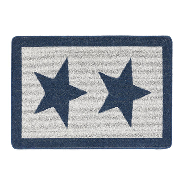 My Stain Resistant Durable Navy Blue Star Washable Non-Slip Polypropylene Bordered Hallway Runner Rug - 67x100 cm (2'3"x3'3")