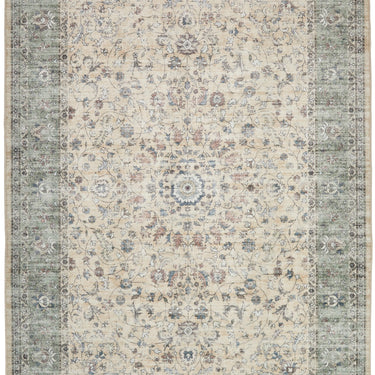 Consept Looms Liberty Classic Velvet LIB208 Cream Green Washable Non-Slip Traditional Rug