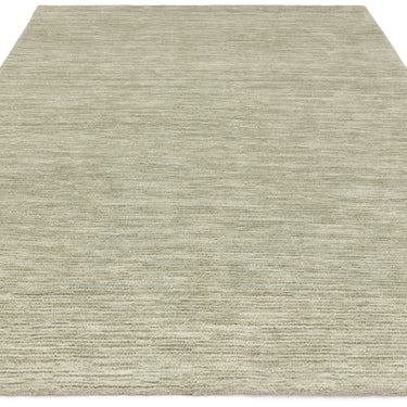 Hazy Pistachio Green Soft Blend Striped Hand-Woven Wool Cotton Textured Rug