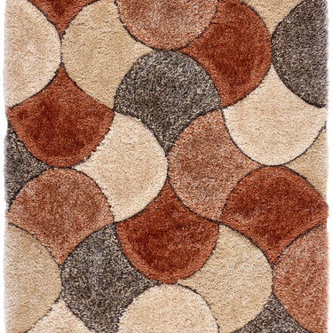 Origins 3D Scallop Silky Red Terracotta Jute Shaggy Geometric Rug