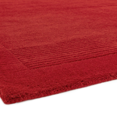 York 100% Wool Rug Hand Made Modern Plain Bordered Rug in Poppie Red